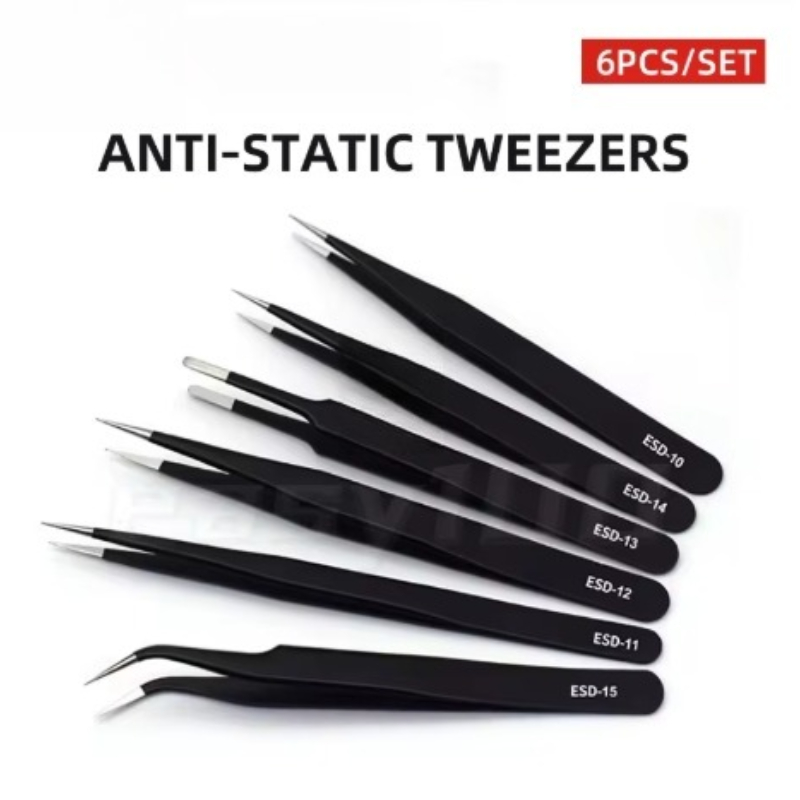 Elektronik Repair - 6pcs Precision Tweezers Set ESD Anti-Static