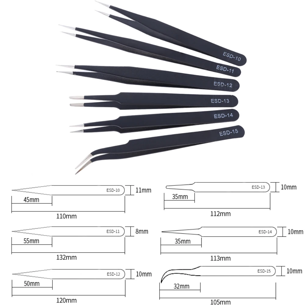 2/6pcs Precision Tweezers Set  - огляд і ціна Elektronik Repair